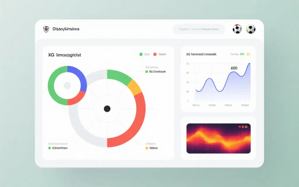 球队关键指标可视化示例：雷达图对比与xG滚动趋势图，干净的仪表盘风格